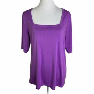 Halogen Square Neck Short Sleeve Stretch Blouse
